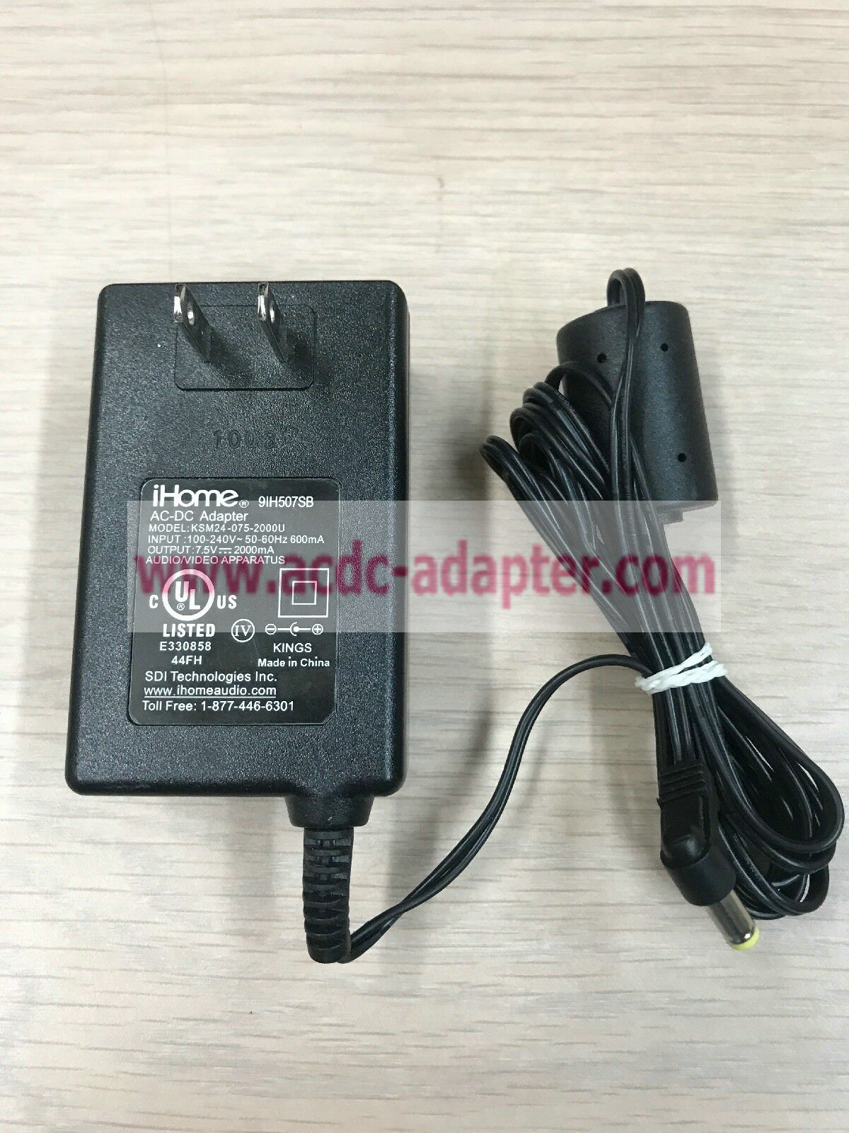 New iHOME KSS24-075-2000U AC Power Adapter 7.5V 2000mA